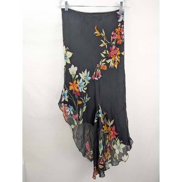 Cache Dresses & Skirts - Vintage Y2K Cache 100% Silk Floral Asymmetrical Maxi Skirt Fairy Whimsigoth Twee